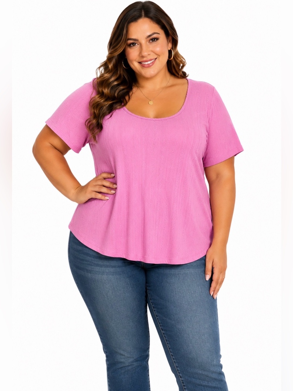 Philosophy Scoop Neck Short Sleeve Top in Pink